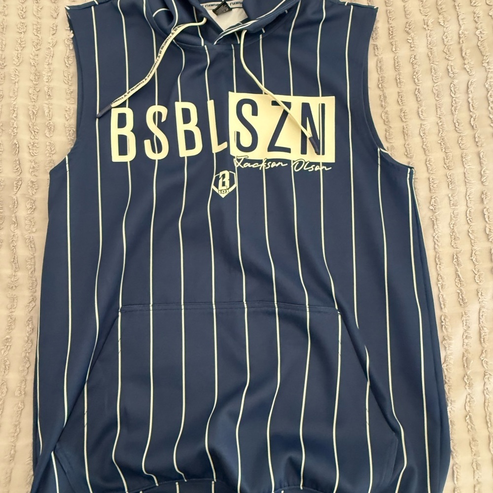 BSBLSZN Men's Navy Sleeveless Hoodie